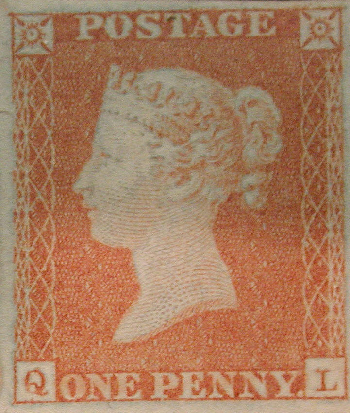 Unused block of real Penny Red postage stamps